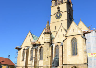 -Piata Huet con la Catedrala Evanghelica Sfanta Maria . Cattedrale Evangelica Luterana con Torre, Sobiu - Diario di viaggio in Transilvania - Romania