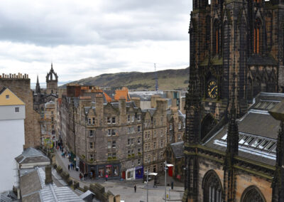 Panorama da Camera Obscura, The Hub, Lawnmarket, High Street e Cathedral of St Giles Diario di viaggio in Scozia.