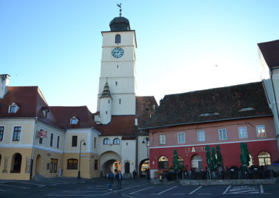 Piata Mare con il il Turnul Stafului - Torre del Consiglio, Sibiu - Diario di viaggio in Transilvania - Romania